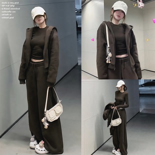 【SKK store~】美拉德穿搭宽松卫衣外套上衣女百搭低腰休闲裤套装