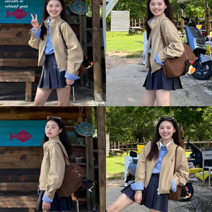 复古短款 卡其色夹克女巴恩风2025秋冬新款 风衣外套 SUBTIEL