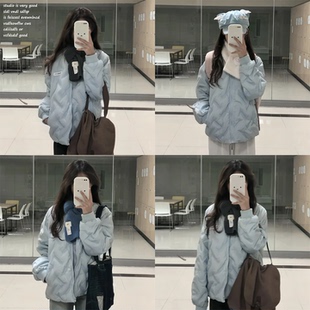 保暖棉服外套 轻薄百搭蓝色棒球服外套女2025秋冬新款 张一亿