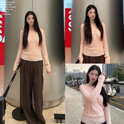 【现货Wildleek~】甜美V领长袖