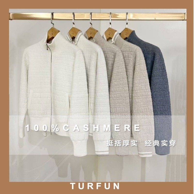 【可乐优选】女款【她梵】100%山羊绒空气层拉链开衫夹克 TC9067