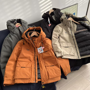 内里压胶充绒 山系风冬季男士防风保暖多口袋工装风派克羽绒服