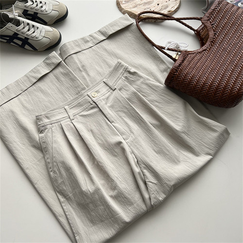 高腰日系OL长裤阔腿西裤