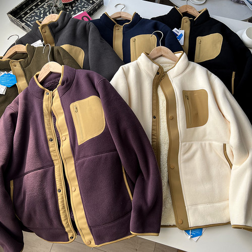 立领冬季加厚保暖羊羔绒外套