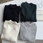 男装 长袖 女装 半高领针织衫 北野U家 亲肤毛衣 情侣装 春季