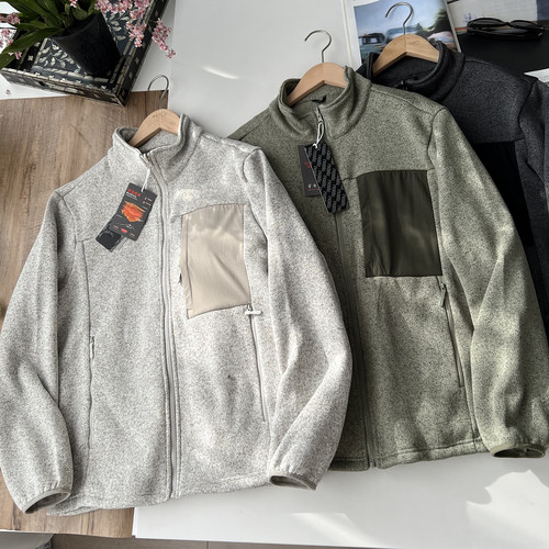 男运动休闲针织夹克立领加绒外套