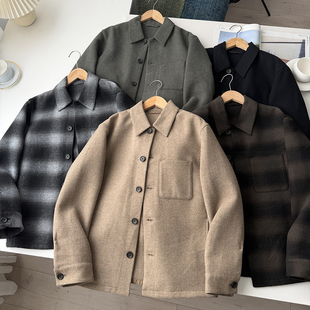 北野U家！男装女装时髦双面呢衬衫式茄克/休闲外套夹克BY470045