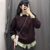 北野U家 毛衣宽松软糯上衣BY69429 长袖 秋女装 舒芙蕾圆领针织衫