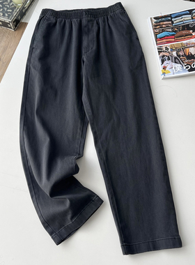 北野U家！男装女装弹力棉质松紧九分裤牛仔色可作长裤BY67398