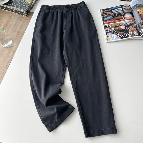 北野U家弹力棉质松紧九分裤