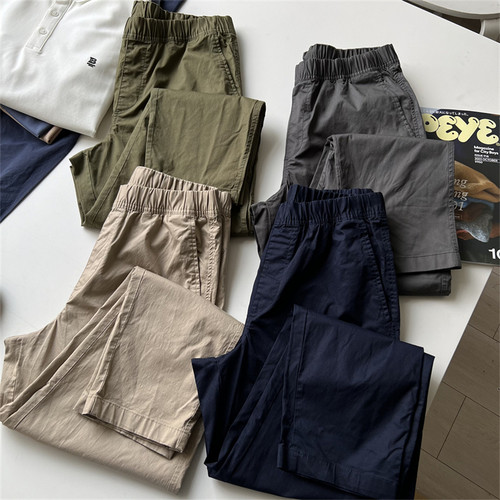 北野U家男装棉质松紧九分裤