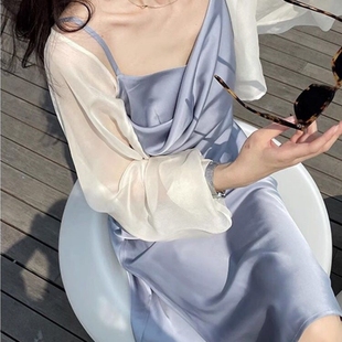 夏季百搭上衣薄款小开衫时尚法式夏天搭配小吊带裙外搭小众小坎肩