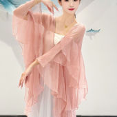 飘逸仙气舞蹈服现代演出服日常防晒衫 古典舞花瓣袖 国风长衫 服单件