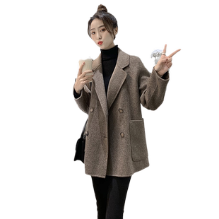 洋气加厚毛呢外套女秋冬新款韩版网红爆款中长款小个子气质呢子潮