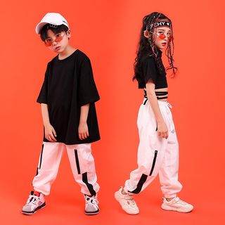 男童街舞套装儿童演出队服嘻哈宽松女童hiphop培训班爵士舞服装潮