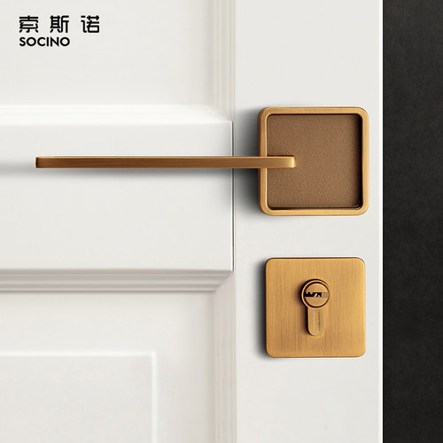 索斯诺卧室门锁静音黄古铜锁具