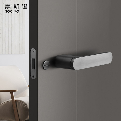 索斯简约静音现代北欧灰黑色门锁