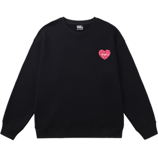 ins风韩系甜酷简约爱心印花套头圆领卫衣oversize慵懒风早秋薄款