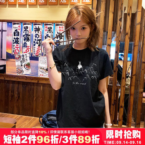 chic甜酷复古纯棉短袖t恤潮