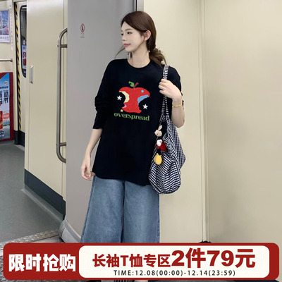 韩系ins风复古纯棉长袖t恤