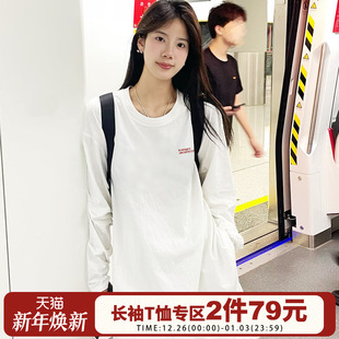 vintage复古宽松小众设计感字母美式 t恤女 街头慵懒风chic纯棉长袖