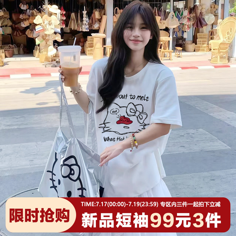oversize复古宽松纯棉短袖t恤女