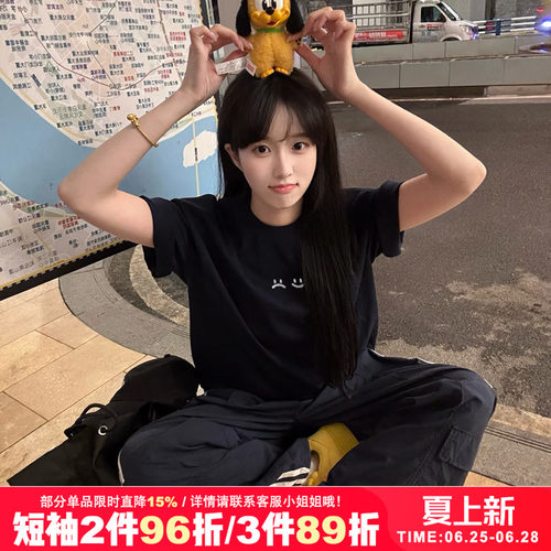 chic小众设计感黑色短袖t恤
