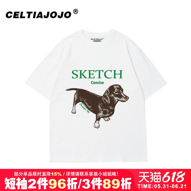 vintage美式复古风宽松正肩半袖t恤春夏新款上衣bf风情侣装内搭潮
