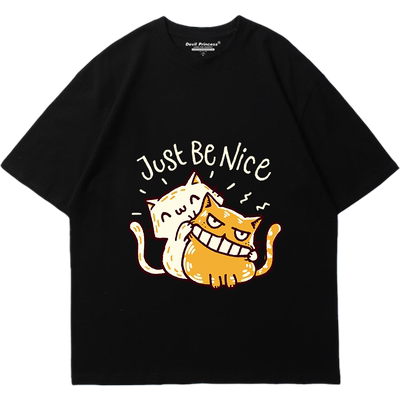 美式宽松复古短袖t恤女