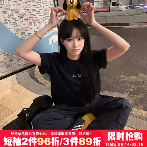 chic小众设计感黑色短袖t恤
