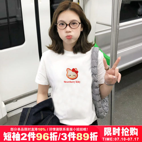 chic小众凯蒂猫印花短袖t恤