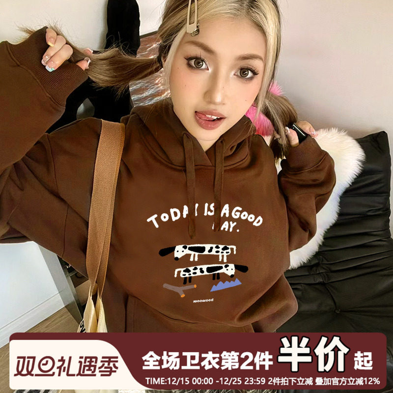 美式学院风ins连帽卫衣潮