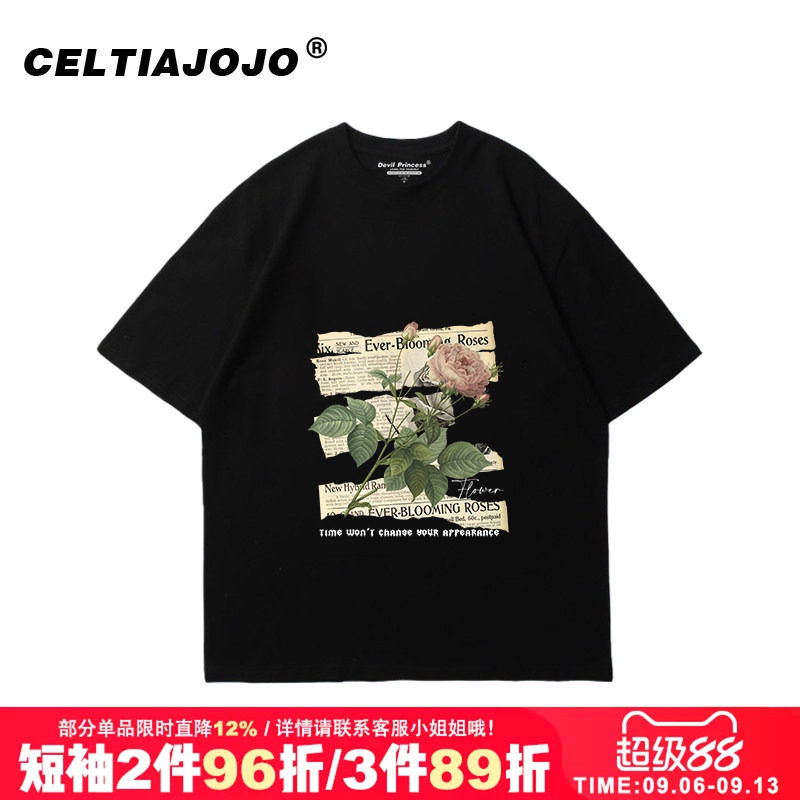 vintage欧美风复古短袖t恤潮图片
