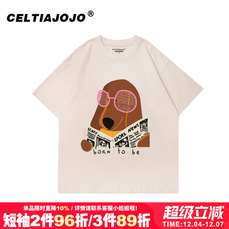 短袖美式复古风超火卡通印花