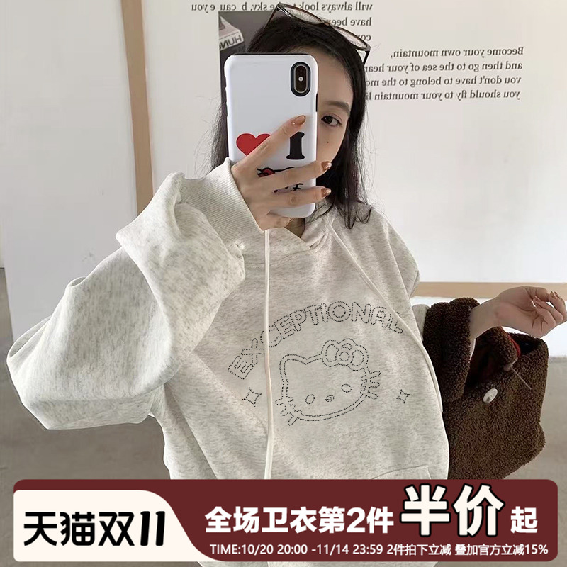 韩系宽松ins风秋冬加绒连帽卫衣