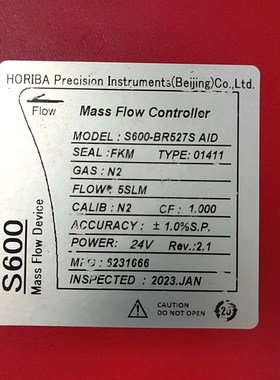 HORIBA质量流量计 S600-BR527S AIDN2 议价