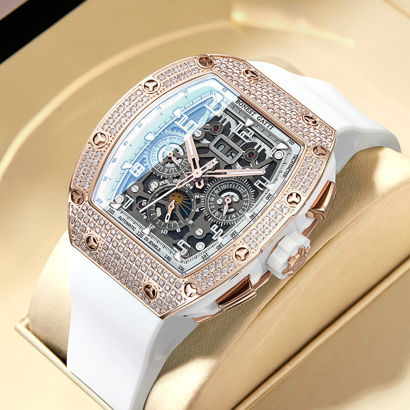 2026新款德国布加迪全自动多功能机械表男士时尚轻奢满钻手表正品