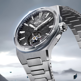 德国布加迪新款 手表全自动机械手表精钢潮流轻奢腕表男 陀飞轮男士