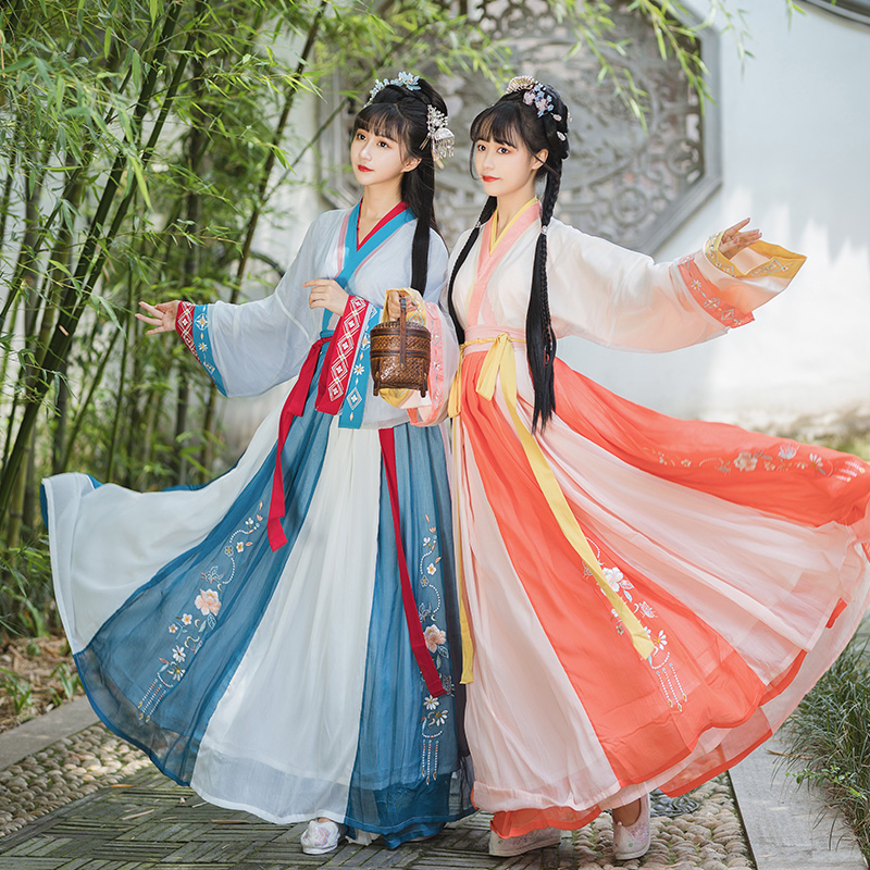 清茗盏 靓佰妃晋制汉服原创白菜齐腰襦裙交领女正品中国风非古装