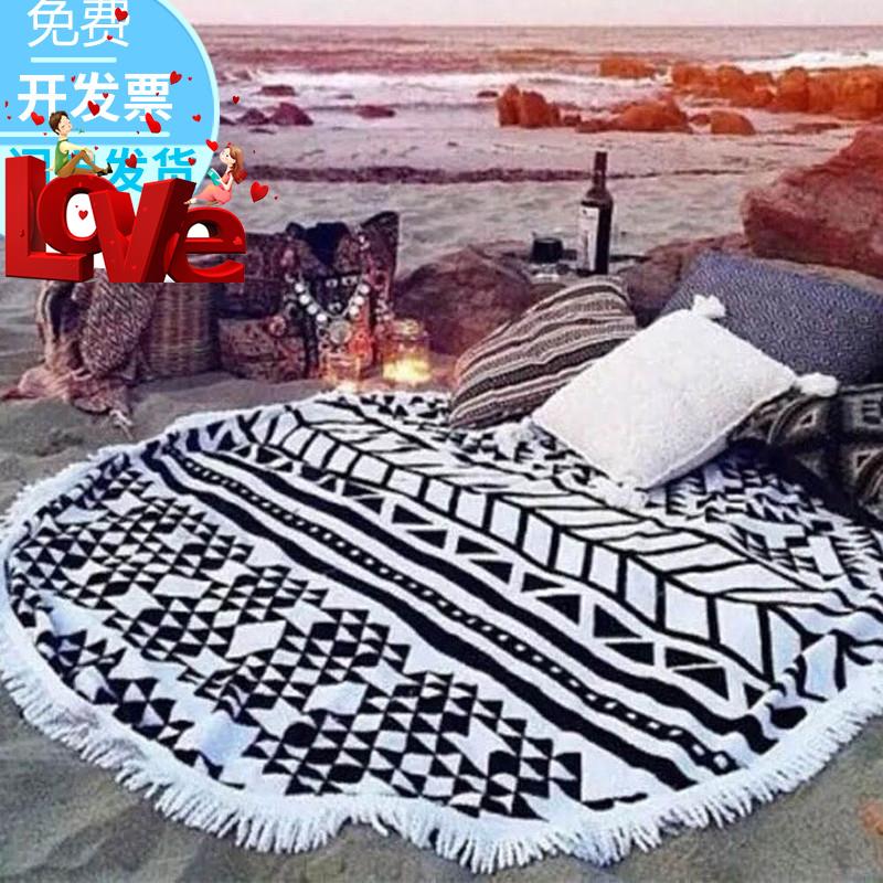 流蘇大圓形沙灘巾坐墊瑜伽墊2比基尼裹巾露營墊遊泳披肩包郵在類目 服飾配件/皮帶/帽子/圍巾, 圍巾/絲巾/披肩中 - 來自Buy2taobao.com提供專業的淘寶代購服務