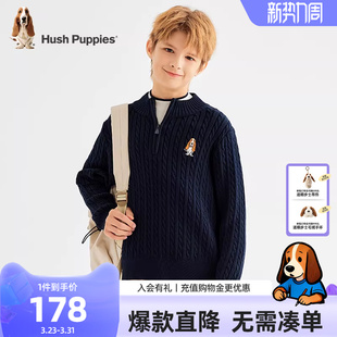 新款 秋季 中大童半开领上衣儿童休闲线衣 男童针织衫 暇步士童装