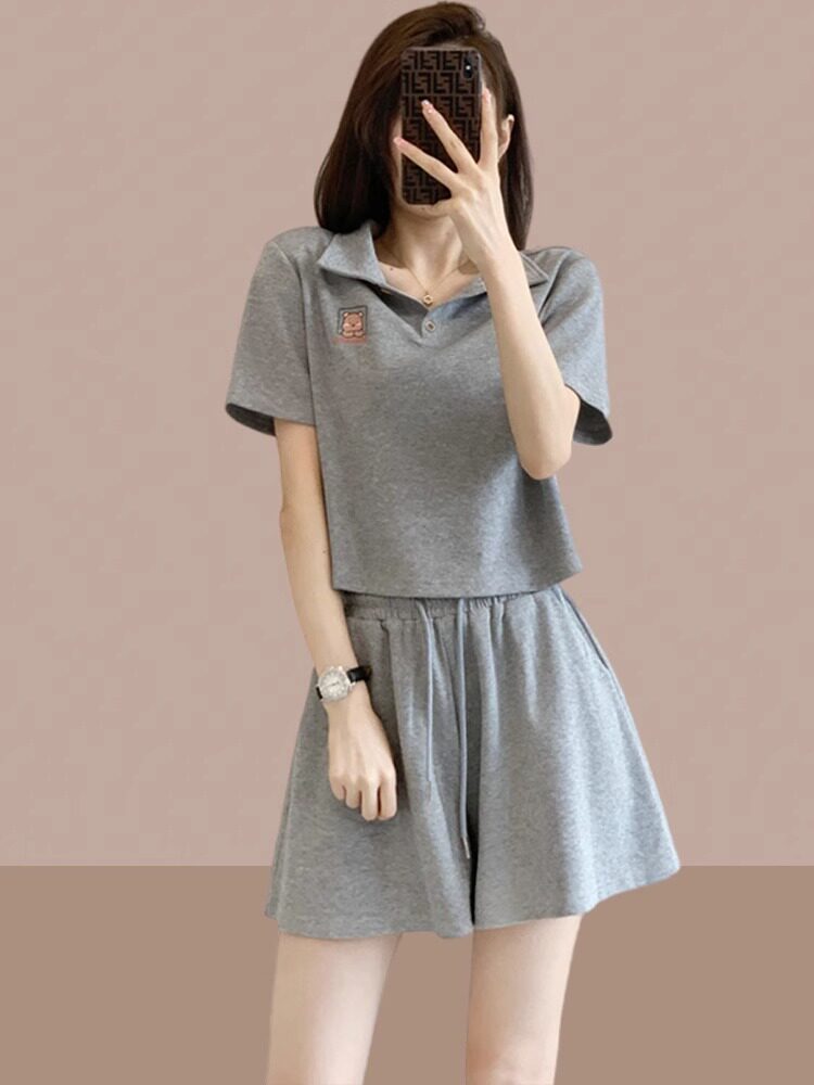 时尚运动服套装女2025年夏季新款大码胖mm短袖T恤短裤休闲两件套