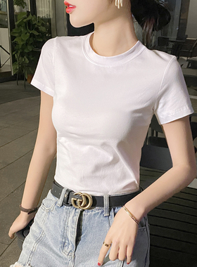 白色右肩圆领女底衬衫2026夏季新款紧身修身Look半袖内短袖0203r1