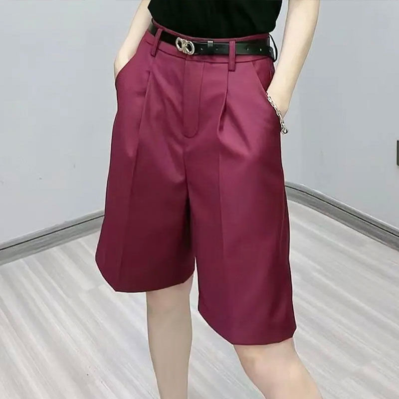 五分西装短裤女2025年夏季新款韩版时尚高腰显瘦休闲直筒阔腿中裤