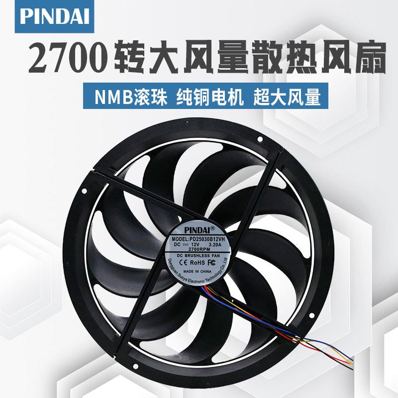 2503025CM厘米大尺寸2700转超大风量双滚珠排风改装散热风扇12V