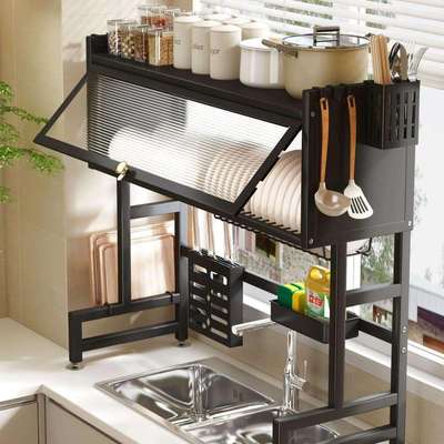 厨房水槽置物架台面碗碟水池碗柜加粗厚防尘带柜门碗盘收纳沥水架