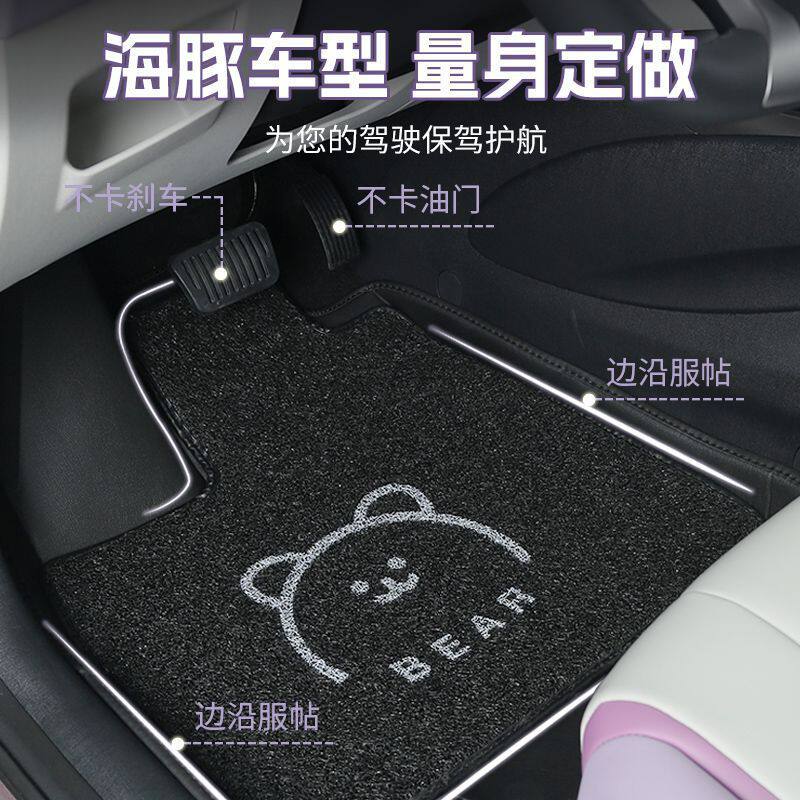 适用比亚迪海豚汽车丝圈脚垫卡通可爱女生主驾驶汽车内饰车内装饰