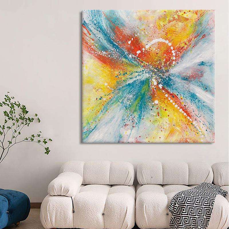 赵无极抽象手绘油画装饰画轻奢客厅玄关餐厅卧室现代简约泼墨挂画