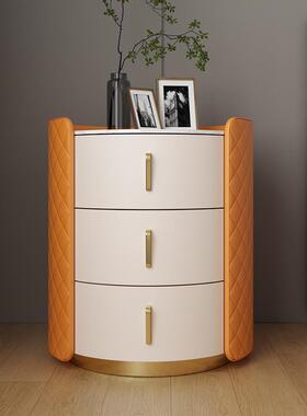 QHM187意式轻奢岩板床头柜高档卧室现代极简实木床边柜设计师款三