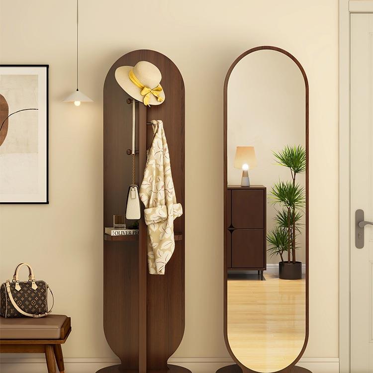 旋转穿衣镜全身落地镜家用卧室挂衣帽架镜子一体试衣镜立式可移动